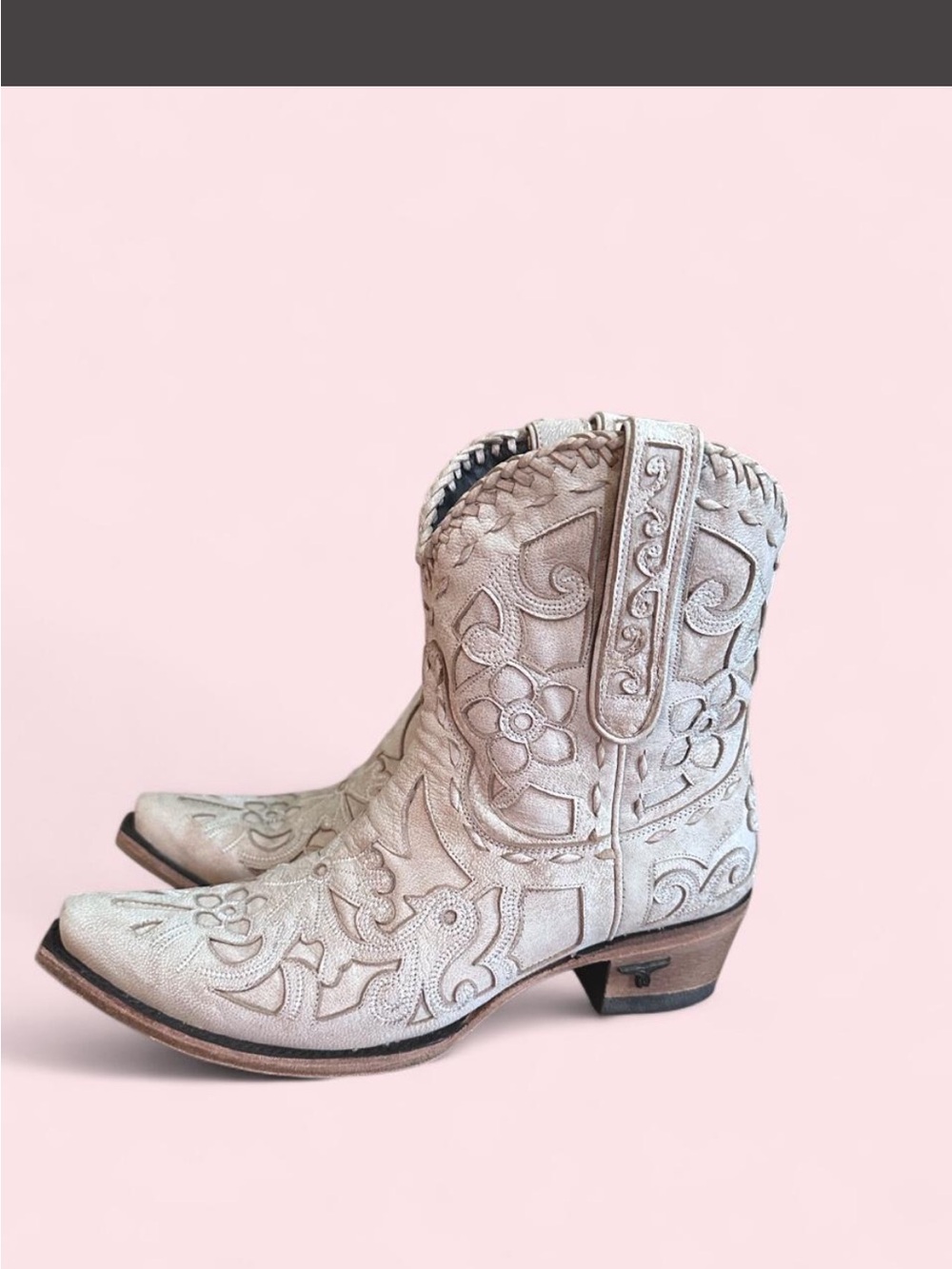 Lane Rare Women’s Embroidered Western Ankle Boots - cream